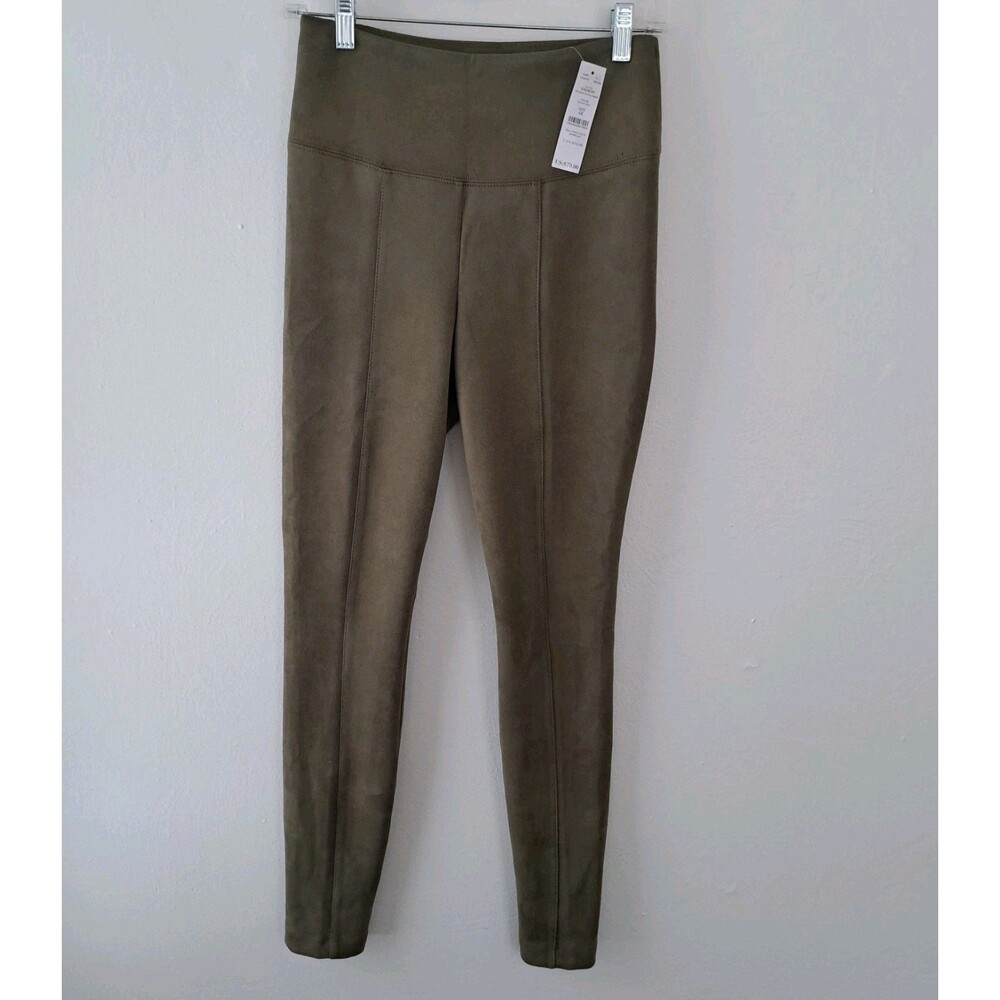 NEW White House Black Market Suede Olive Green Runway Legging Pants 4R Small $79